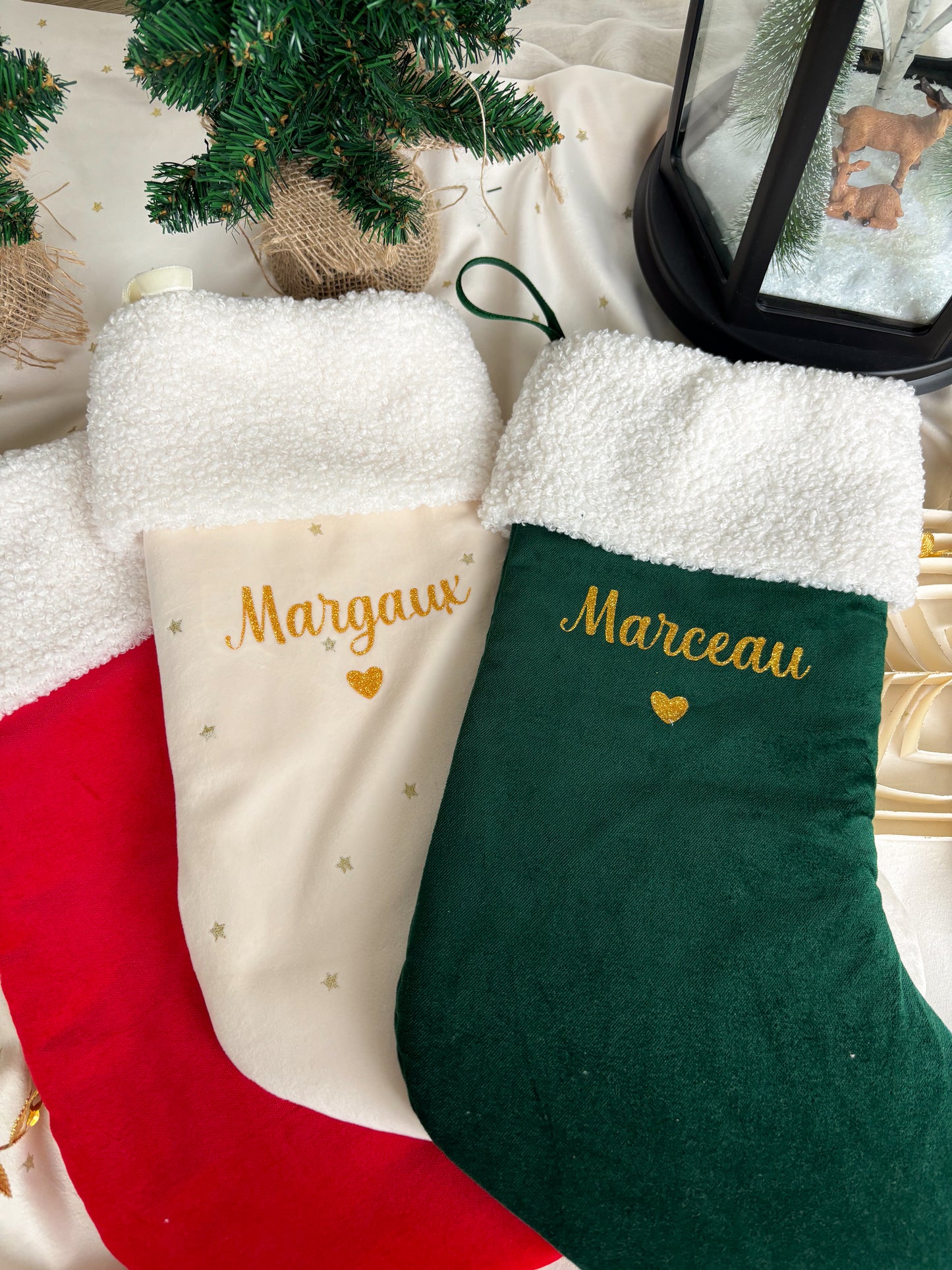 Chaussette de Noël personnalisée en velours