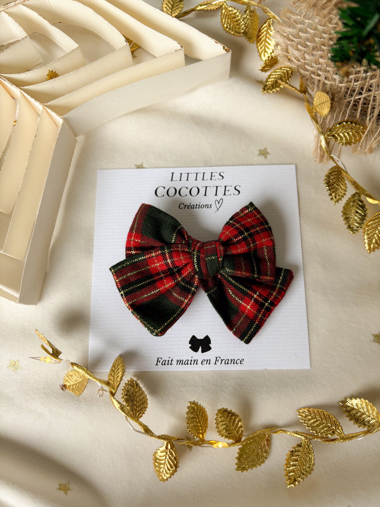 Barrette noeud Tartan Noël