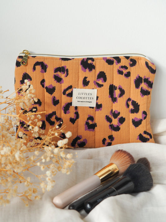 Pochette plate matelassée Fauve