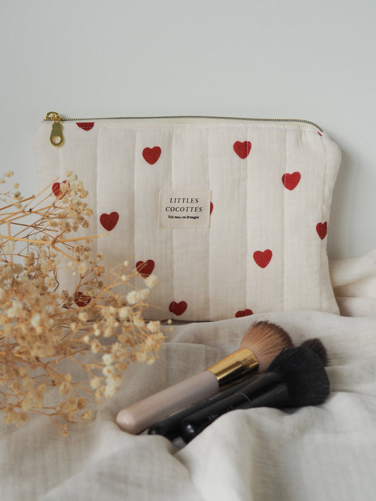 Pochette plate matelassée Coeur